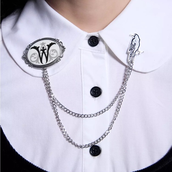 Wednesday Black Velvet Collared Twofer Long-Sleeve Dress Hot Topic Addams - Picture 4 of 4